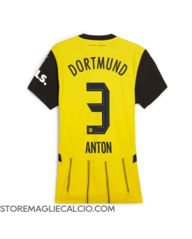 Borussia Dortmund Waldemar Anton #3 Maglia Gara Casa Repliche 2024-25 Donna Maniche Corte